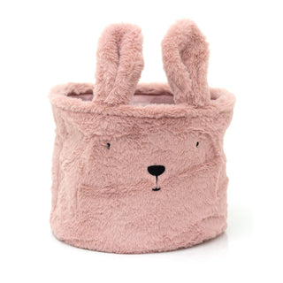Childs Pink Fluffy Bunny Storage Basket | Kids Plush Bunny Rabbit Storage Hamper