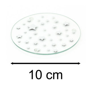 10cm Silver Mirrored Glass Coaster | Round Mirror Glass Candle Plate Stand