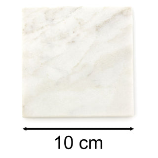 Set Of 4 White Marble Coasters | 4 Piece Square Natural Stone Marble Coaster Set