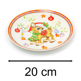 Round Ceramic Christmas Plate | Festive Serving Dish Christmas Snack Plate 20cm