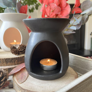 Ceramic Tealight Candle Holder Essential Oil Burner ~ Black