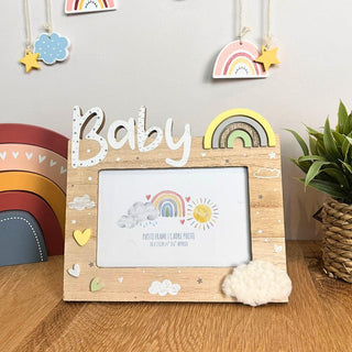 Wooden New Baby Photo Frame 4x6 Freestanding Single Aperture Baby Picture Frame