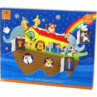 Children's Wooden Noah's Ark Christmas Advent Calendar | Wood Advent Calendar Advent Calendar For Kids | Noah's Ark Playset Advent Calendar