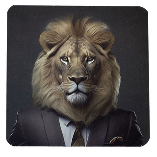 Set of 6 Jungle Animal Head Coasters | Safari Cork Backed Coaster Set - 10cm