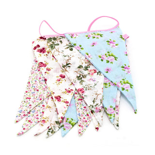 Ditzy Floral Fabric Bunting | 12 Pennant Flag Shabby Chic Bunting - 3m
