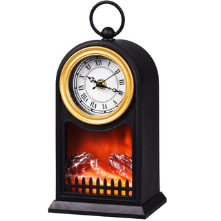 LED Fireplace Lantern Mantle Clock | Battery Operated Lamp | Decorative Lights Hanging Ornaments