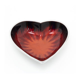 15cm Medium Recycled Aluminium Red Heart Dish | Heart Shaped Snack Bowl Dip Bowl Vanity Bowl | Heart Dish Trinket Dish Key Bowl Jewellery Dish