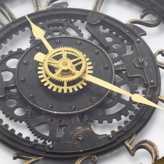 Industrial Retro Pocket Watch Gear Cog Clock | Steampunk Vintage Style Wall Clock | Silent Wall Clock Antique Effect Distressed Round Clock