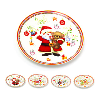 Round Ceramic Christmas Plate | Festive Serving Dish Christmas Snack Plate 20cm