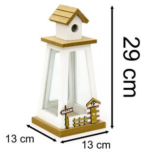 Seashore Nautical Wooden Tea Light Candle Lantern | Tealight Candle Holder 29cm