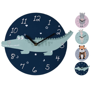 Kids Safari Animal Wall Clock Childrens Wooden Jungle Animal Wall Mounted Clock