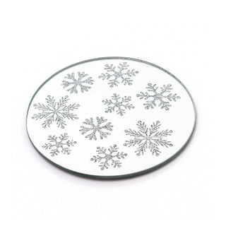 10cm Silver Mirrored Glass Coaster | Round Mirror Glass Candle Plate Stand