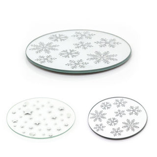 10cm Silver Mirrored Glass Coaster | Round Mirror Glass Candle Plate Stand