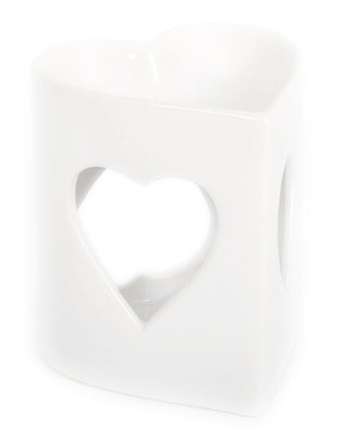 Ceramic White Heart Fragrance Oil Burner ~ Heart Incense Burner