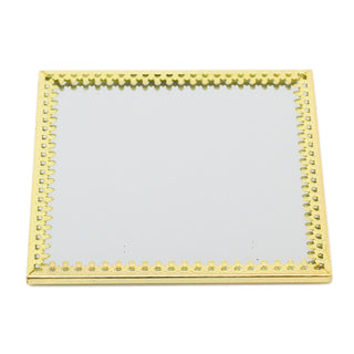 10cm Decorative Mirror Glass Display Plate | Mirrored Candle Tray | Gold Glass Coaster