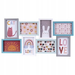 Childrens 8 Aperture Photo Frame | Kids Wall Mounted Collage Picture Frame 6x4