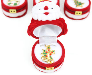 Festive Christmas Necklace In Santa Flocked Gift Box - Design Varies