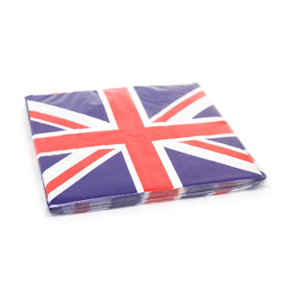 16 Great Britain Flag Union Jack Napkins Party Napkins | Pack Of 16 Britannia Union Jack Paper Napkins | Queens Platinum Jubilee Party Serviettes - 33cm