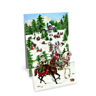 Mini Advent Calendar Christmas Card - Christmas Panorama - Horses