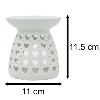 Heart Cut-Out White Ceramic Essential Oil Burner Tealight Candle Wax Melt Burner