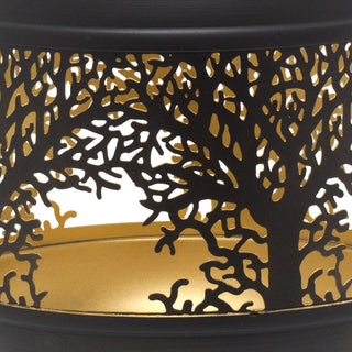 22cm Black Metal Tree Of Life Cut Out Hurricane Candle Lantern | Decorative Candle Holders For Home Garden Patio - Small