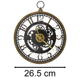 Industrial Retro Pocket Watch Gear Cog Clock | Steampunk Vintage Style Wall Clock | Silent Wall Clock Antique Effect Distressed Round Clock