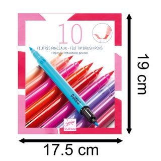 Djeco DJ08802 - 10 Felt Tip Brush Pens | Double Felt Tip Pens For Kids - Sweet