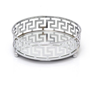 15cm Mirror Glass Candle Plate Stand | Silver Metal Round Mirror Glass Display Candle Plate | Mirrored Candle Tray Vanity Perfume Tray