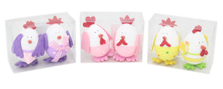 Set Of 2 Easter Hen Egg Decoration Art And Craft Crafting Accessories ~ Chicken Colour Vary