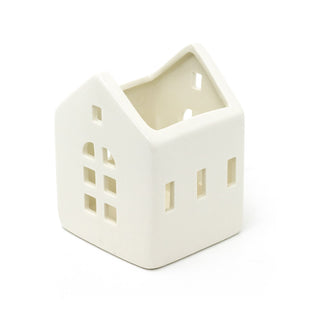 White Ceramic House Christmas Tealight Candle Holder | Tea Light Votive Holder