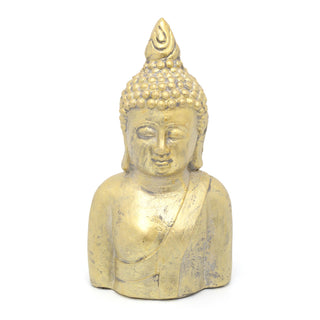 41cm Large Gold Buddha Garden Ornament | Antique Style Outdoor Buddha Statue | Buddha Head Bust Figurine Sculpture