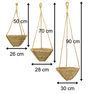 Set Of 3 Woven Hanging Planter Plant Pot | Indoor Hanging Plant Holder | Plant Hanger Hanging Basket