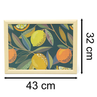 Citrus Zest Lap Tray With Cushion | Large Bean Bag Lap Tray - 43x32cm