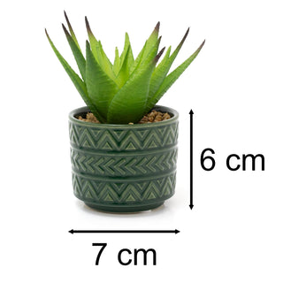 Green Aztec Style Artificial Succulent Potted Plant | Faux Plant And Planter