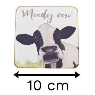 Set Of 2 Humorous Dairy Cow Coasters | Novelty Funny Drinks Coaster Set | Mugs Glasses Cups Table Mats