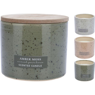 2 - Wick Scented Candle in Ceramic Jar | Aromatherapy White Wax Candle & Holder