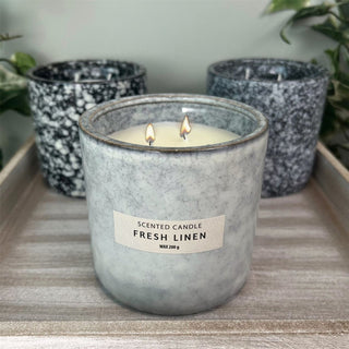 2 - Wick Scented Candle in Grey Ceramic Jar | Ivory Wax Aromatherapy Candle - 9cm