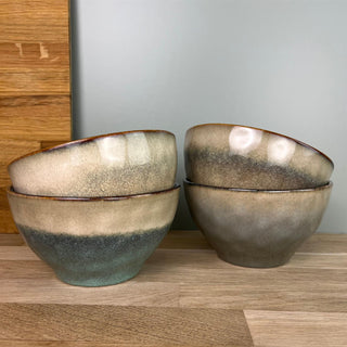 Reactive Glaze Stoneware Soup Bowl | Round Ceramic Kitchen Serving Bowl - 14x8cm