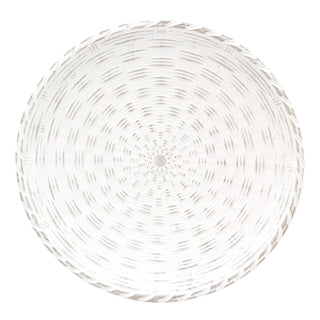 White Wooden Antique Style Round Serving Tray | Shabby Chic Display Tray | Decorative Tray Large Display Dish - 40cm