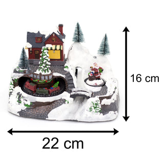 Christmas Scene With Moving Train Xmas Model Village | Light Up LED Animated Christmas Village Ornament | Design Varies One Supplied