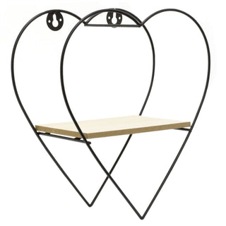 23cm Wire Heart Shaped Wall Shelf | Industrial Black Metal Display Shelf | Wall Mounted Love Heart Shelf