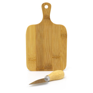 Mini Bamboo Cheese Board & Knife | Small Wooden Cheese Serving Platter - 20cm