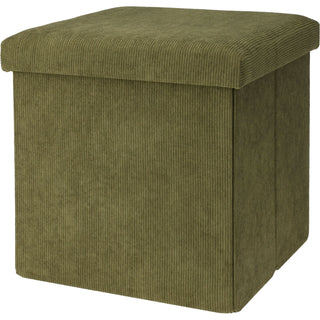 Green Corduroy Fabric Pouffe Storage Footstool | Square Pouffes For Living Room