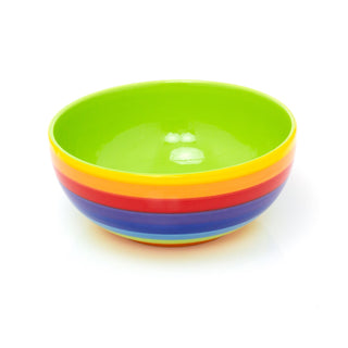 21cm Hand Painted Rainbow Stripe Ceramic Salad Bowl | Round Kitchen Bowl Serving Bowl Pasta Bowl | Ramen Bowl Serving Dishes