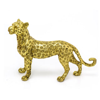 Gold Resin Leopard Ornament | 31cm Standing Leopard Statue Animal Sculpture