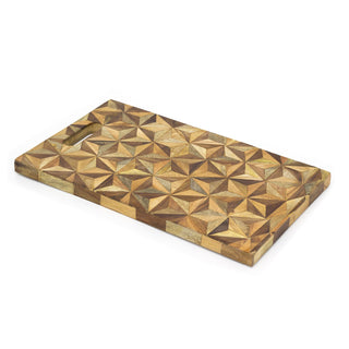 Beautiful Geometric Wooden Inlay Serving Platter | Charcuterie Platter Cheese Board Serving Board | Wood Graze Board Snack Board Sharing Platter 40 x 24cm