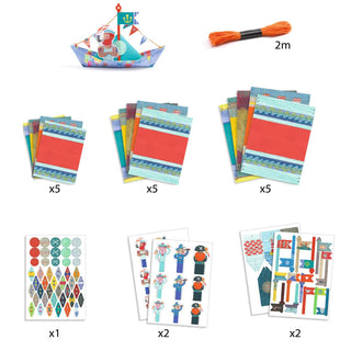 Djeco DJ08779 Origami Floating Boats Kit Create Your Own Paper Boats for Kids