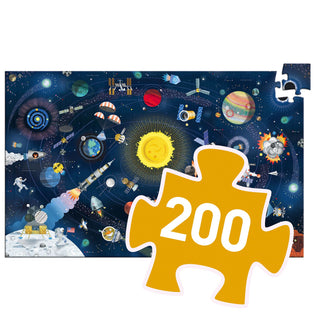 Djeco DJ07413 Observation Puzzle The Space Jigsaw Puzzle 200 Pieces + Booklet