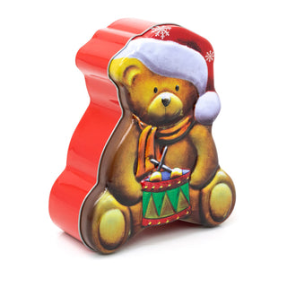 Charming Christmas Storage Tin With Festive Designs for Sweets Treats Surprises - Teddy Bear