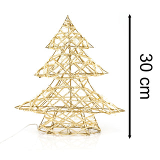 Mini Gold And Pearl Artificial Christmas Tree Light | Xmas Tree Decoration With 20 LED Lights Battery Operated | Christmas Tree Lamp - 30cm